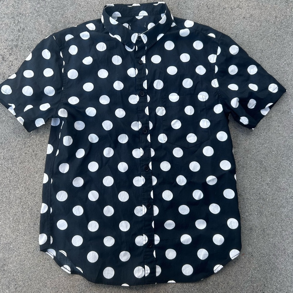 Pre-Loved Vintage Inspired Polka Dot Black & White Button Down Blouse